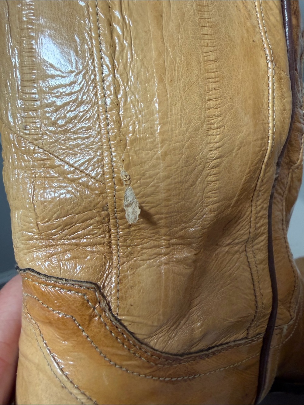 Vintage Justin Eel Skin Cowboy Boots Women's 6B Made in USA Tan Exotic Leather - Picture 7 of 10
